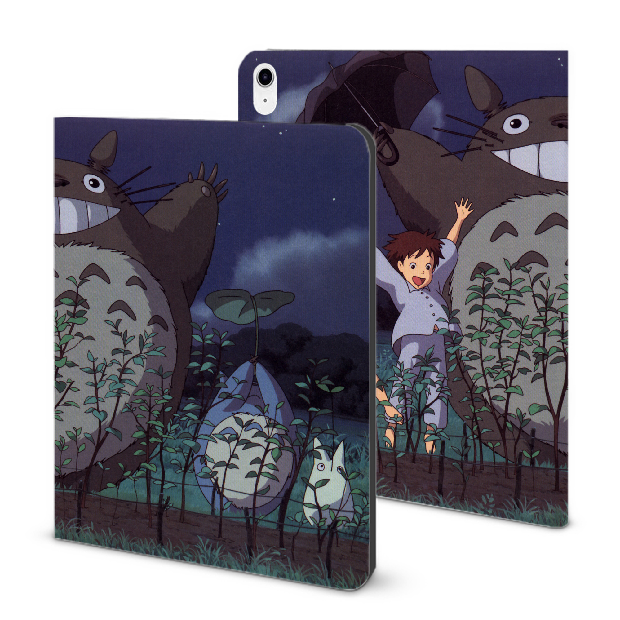 （画像用） となりのトトロ 草壁メイ 草壁サツキ My Neighbor Totoro Satsuki Kusakabe Mei Kusakabe IPad ケース ブック型 PUレザー TPU 耐衝撃 軽量 薄型 ペン収納なし 全面保護 IPad 各モデル対応